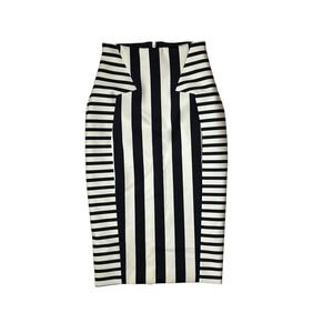 Cushnie Et Ochs Women‎ Black And White Striped Bandage Pencil Skirt Size 4
